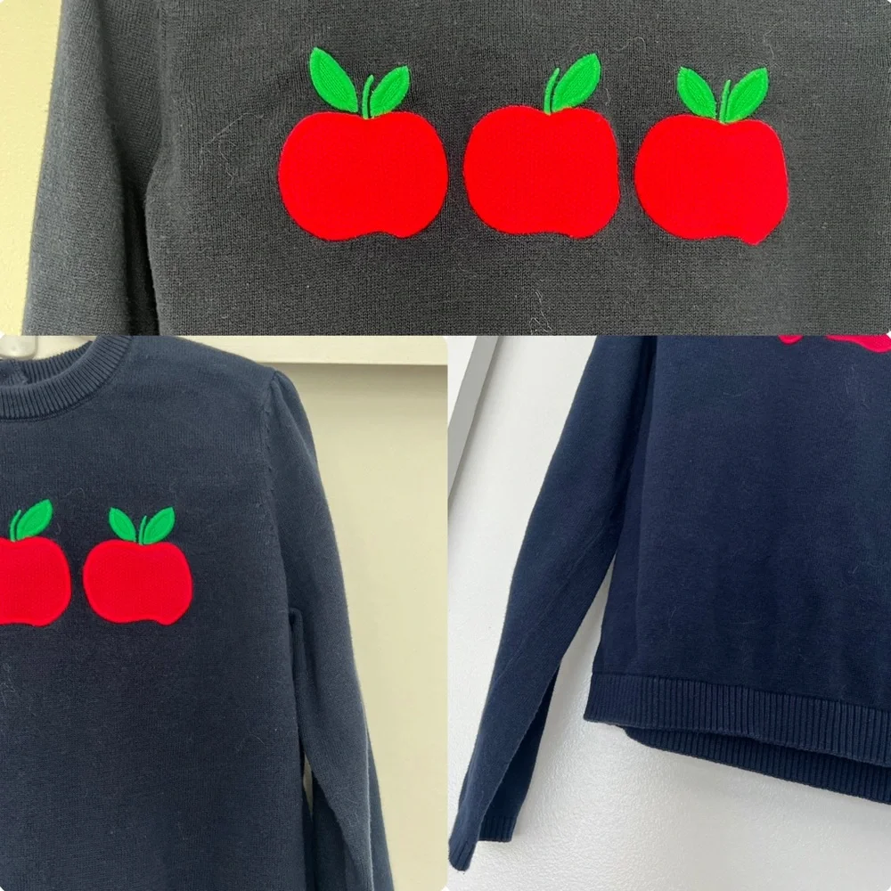 Gymboree Girls Embroidered Apple Sweater - Teacher's Favorite - Blue‎ SIZE 10